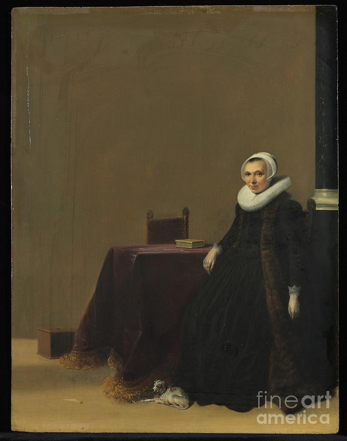 Portrait Of A Woman With A Dog Drawing by Heritage Images