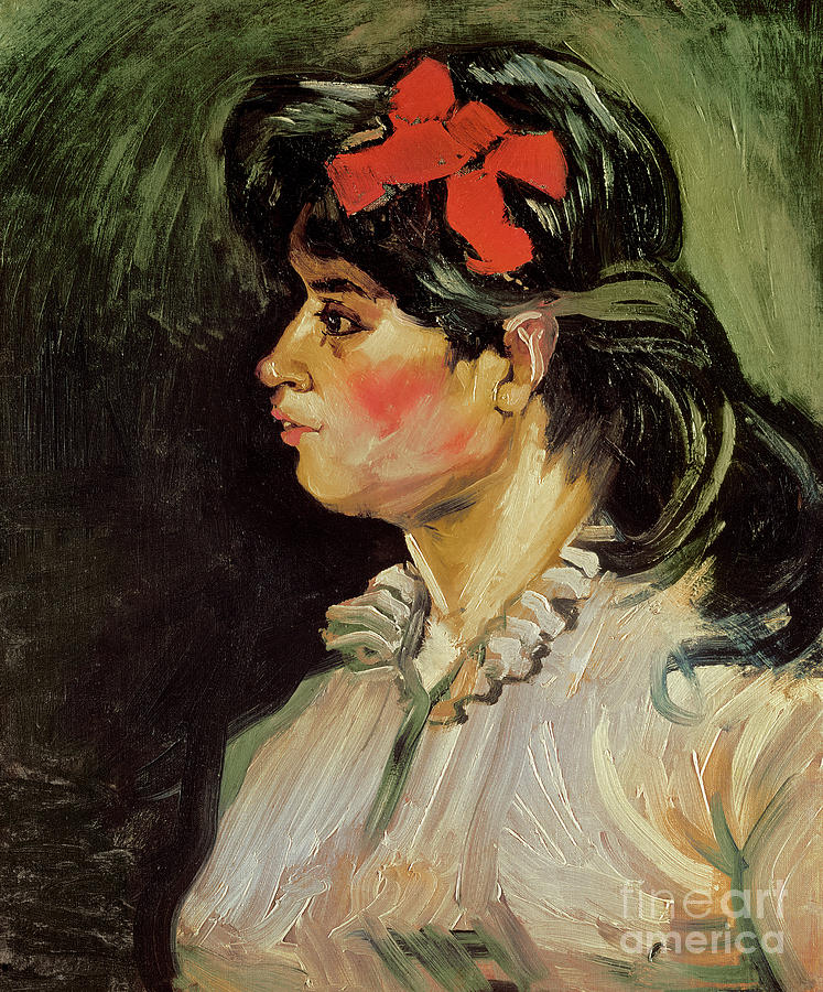 Portrait of a Woman with a Red Ribbon, 1885 Painting by Vincent Van Gogh