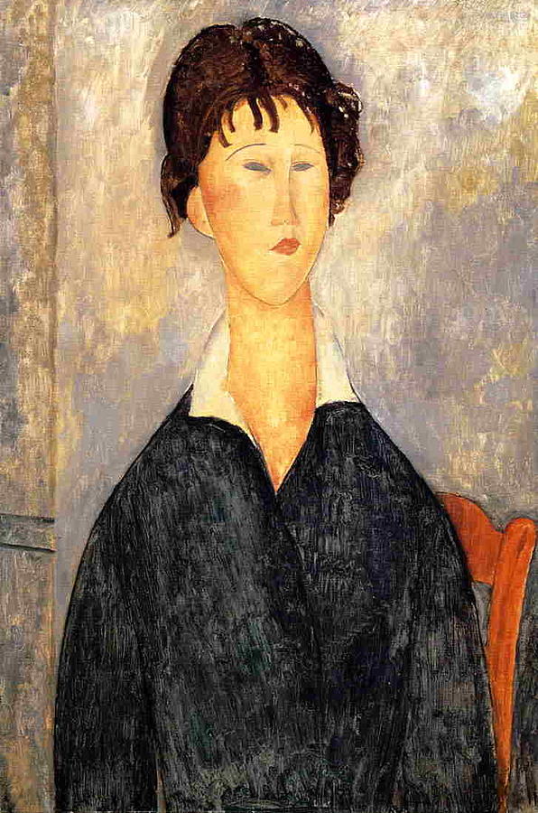Portrait Of A Woman With A White Collar - 1919 - Pc - Painting - Oil On Canvas Painting