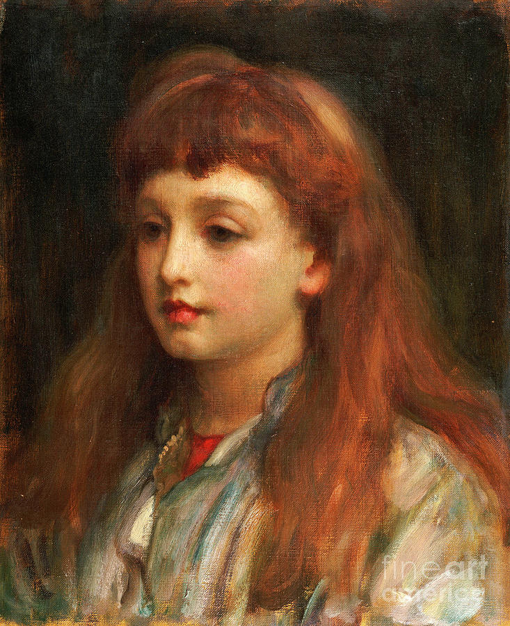Portrait Of A Young Girl, Head And Shoulders Painting by Frederic ...