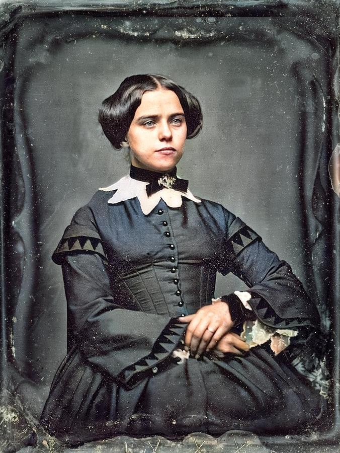Portrait of a young lady, ninth-plate Daguerreotype 2 colorized by Ahmet Asar Painting by Celestial Images
