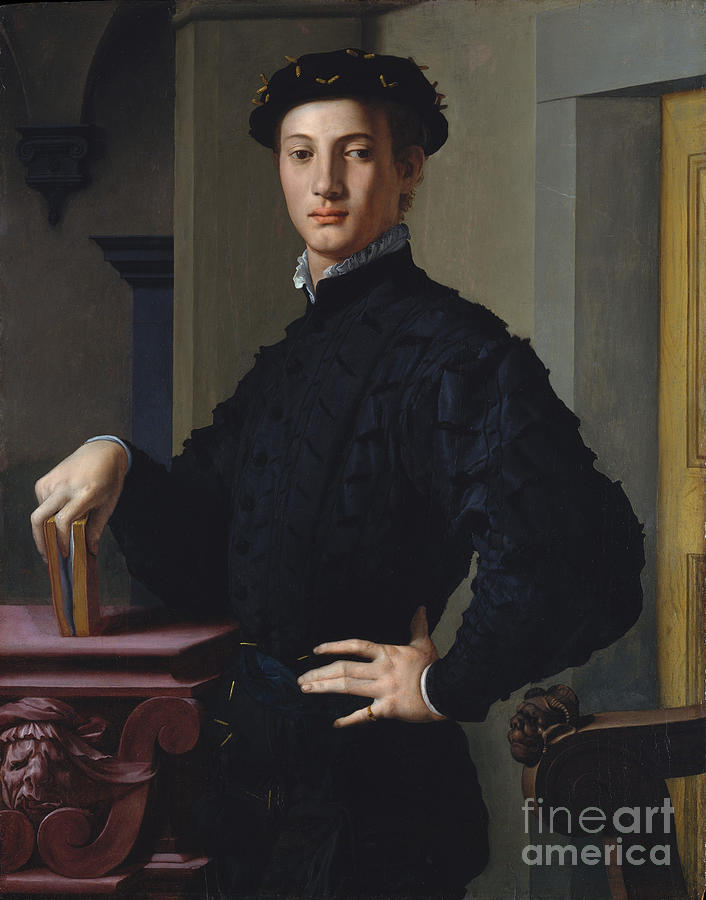 Agnolo Bronzino Painting - Portrait Of A Young Man, C1530 Oil On Wood by Agnolo Bronzino
