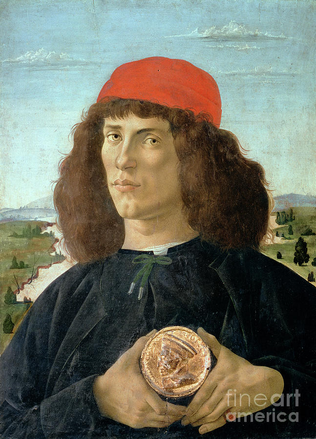 Portrait Of A Young Man Holding A Medallion Of Cosimo I De' Medici ...