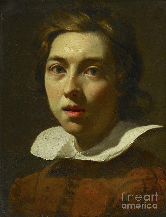 Portrait Of A Young Man Oil On Copper Painting by Karel Dujardin
