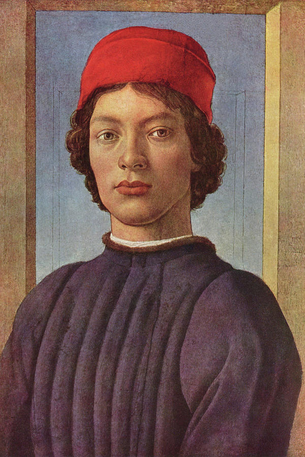 Portrait of a Young Man with red Cap Painting by Sandro Botticelli