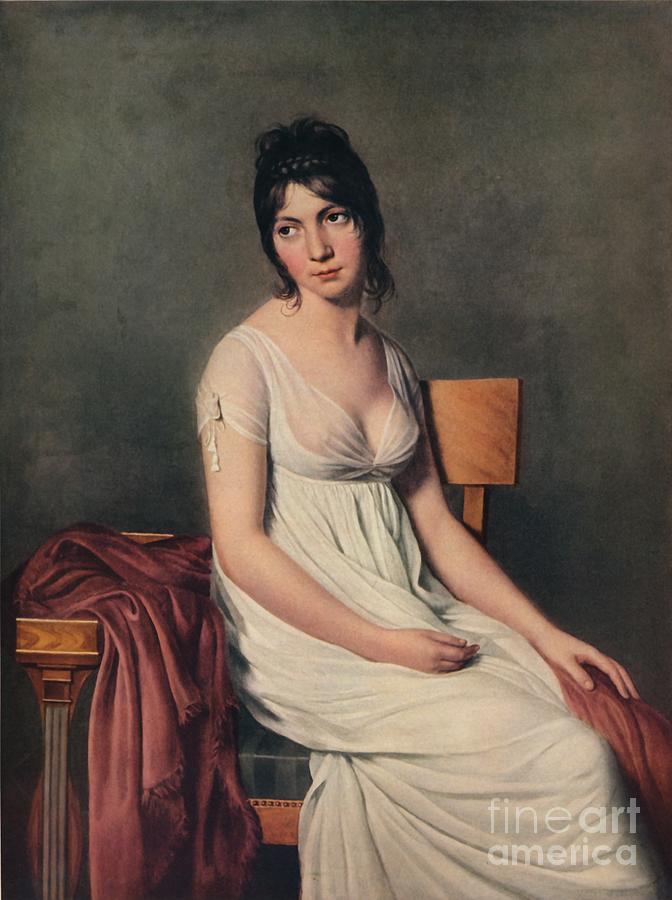 Portrait Of A Young Woman In White Drawing by Print Collector