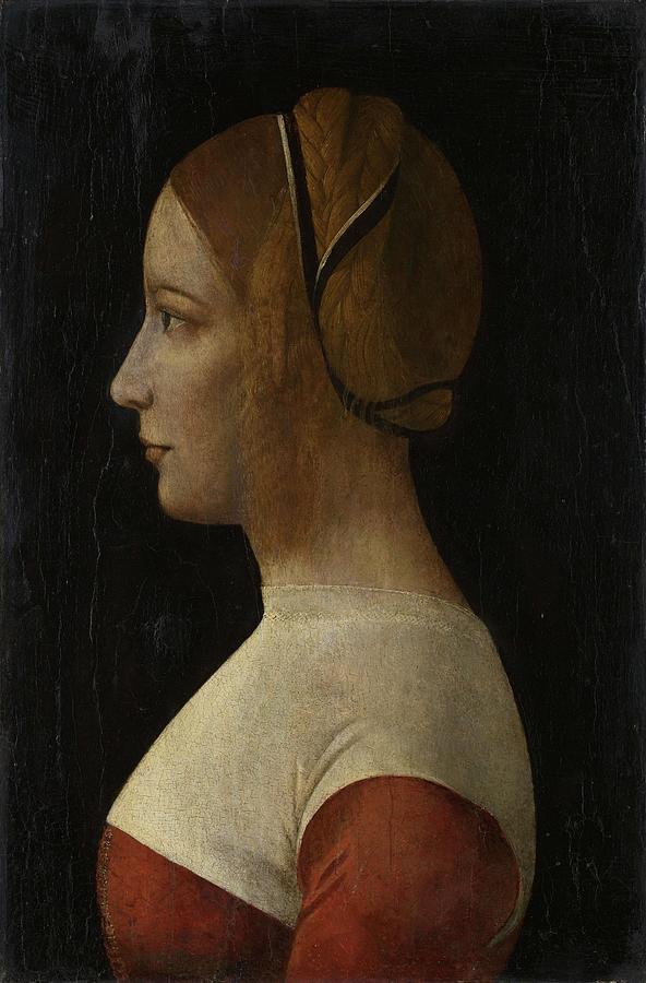 Portrait of a young woman. Painting by Vincenzo Foppa -rejected attribution- Ambrogio de Predis -rejected attribution-