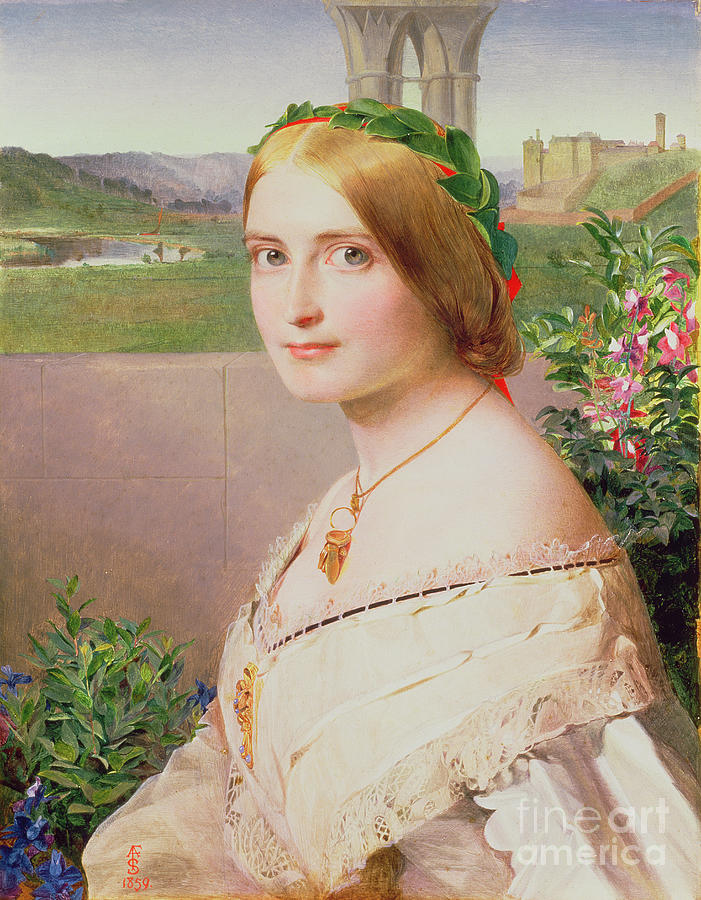 Portrait Of Adelaide Mary Mrs Philip Bedingfeld Painting By Anthony Frederick Augustus