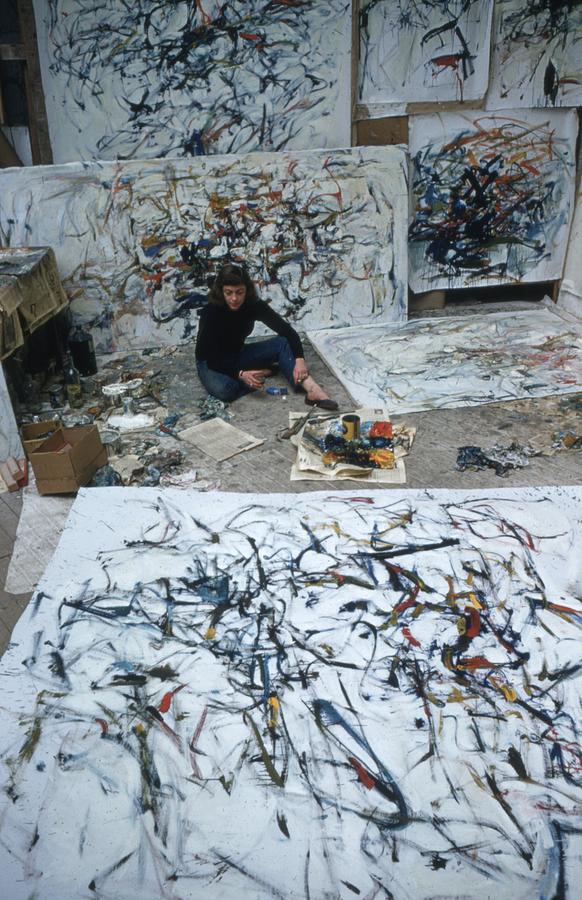 Portrait of American-born painter Joan Mitchell in her studio. Photograph by Loomis Dean