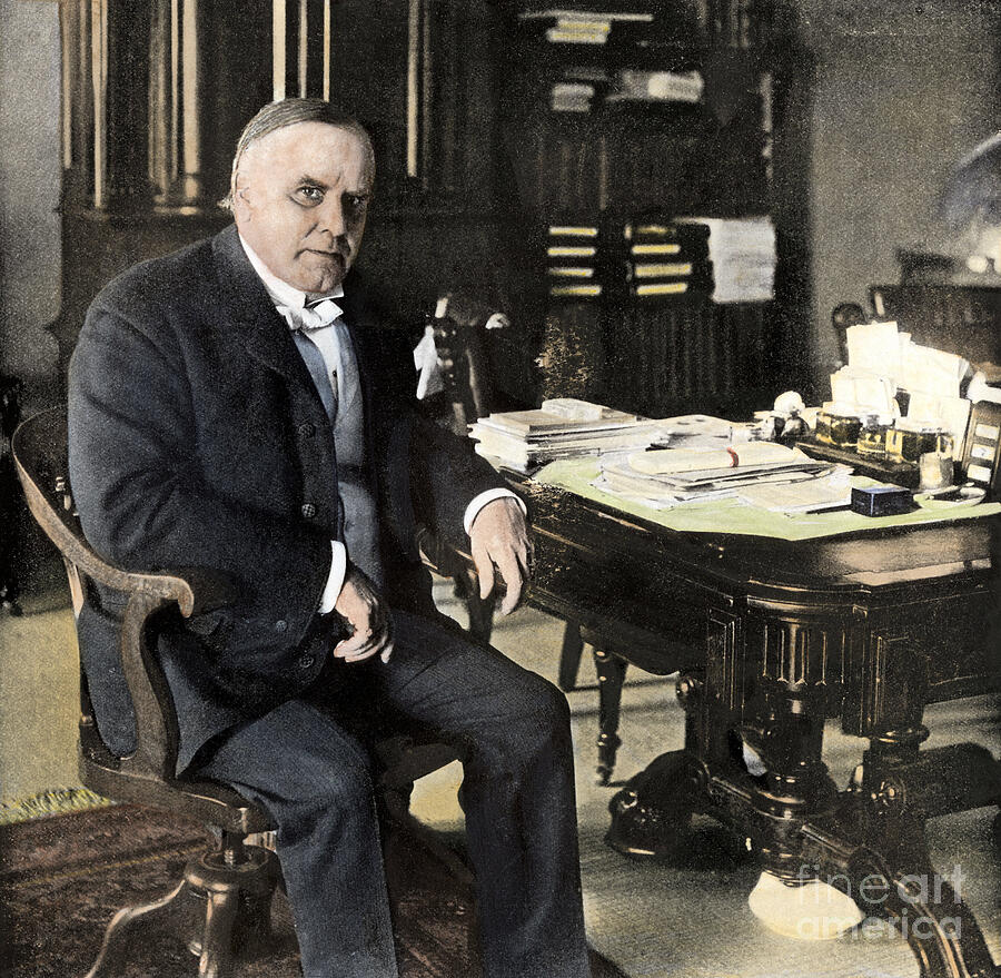 William Mckinley Drawing - Portrait Of American President William Mckinley (1843-1901) In His Office At The White House In 1898 by American School