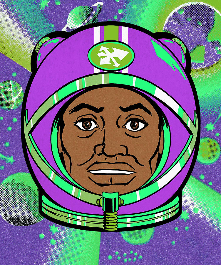 Science Fiction Drawing - Portrait of an Astronaut Wearing a Helmet by CSA Images