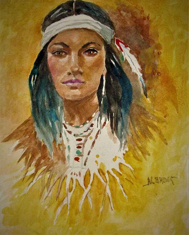 Portrait of an Indian Maiden Painting by Al Brown