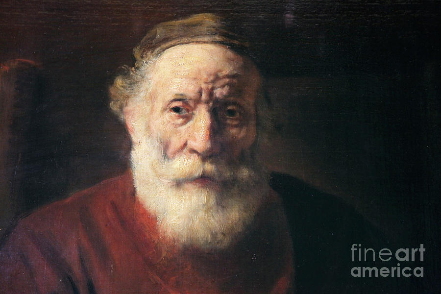 Portrait Of An Old Man In Red, 17th Drawing by Print Collector