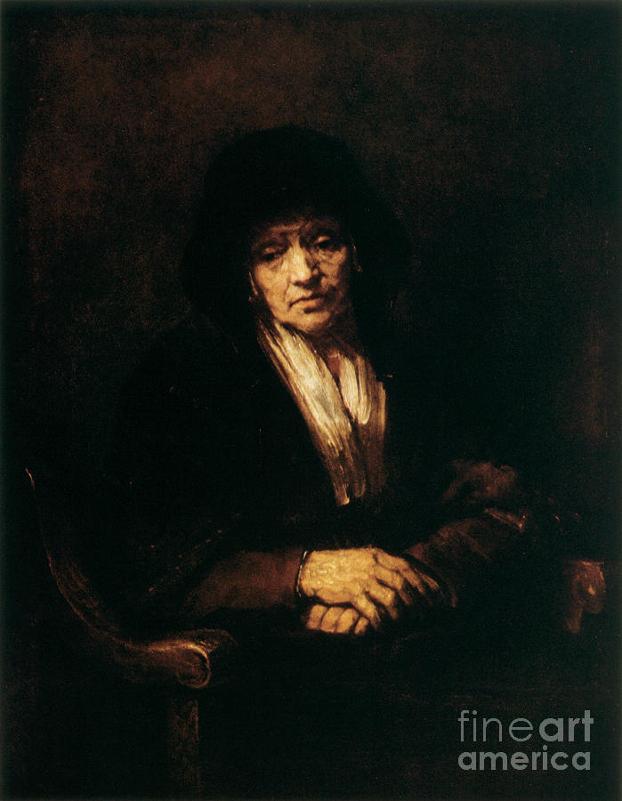 Portrait Of An Old Woman, 1654. Artist Drawing by Print Collector
