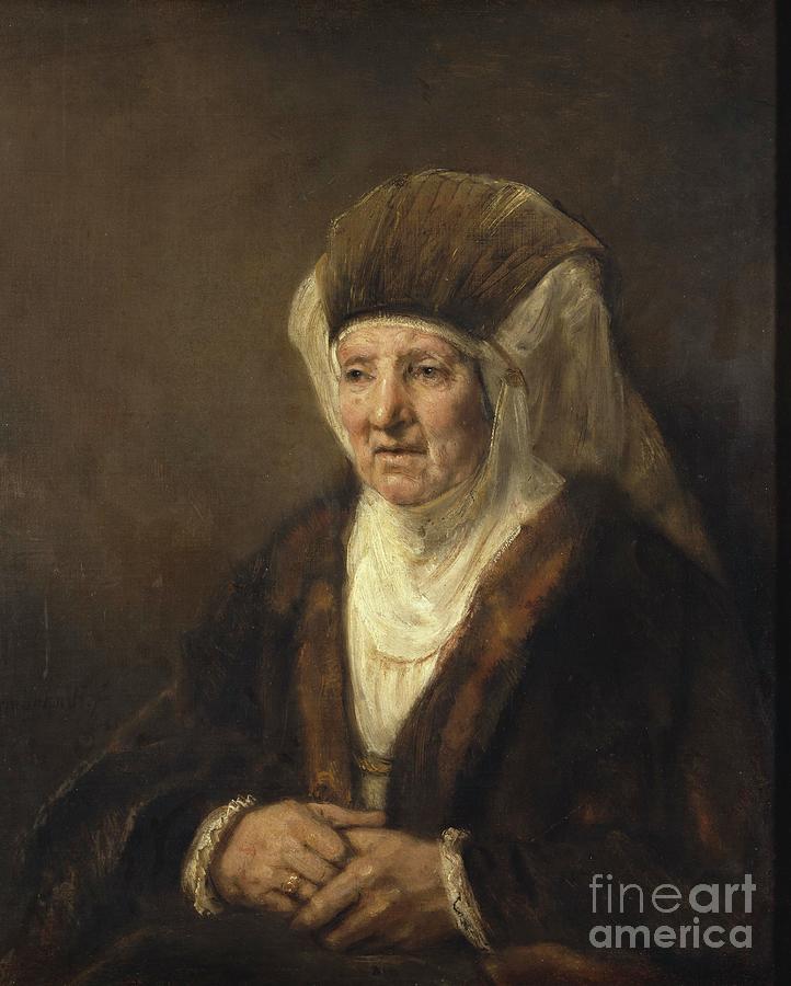 Portrait Of An Old Woman, 1655 Painting by Rembrandt Harmensz. Van Rijn