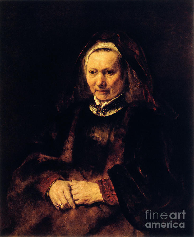 Portrait Of An Old Woman, 17th Century Drawing by Print Collector