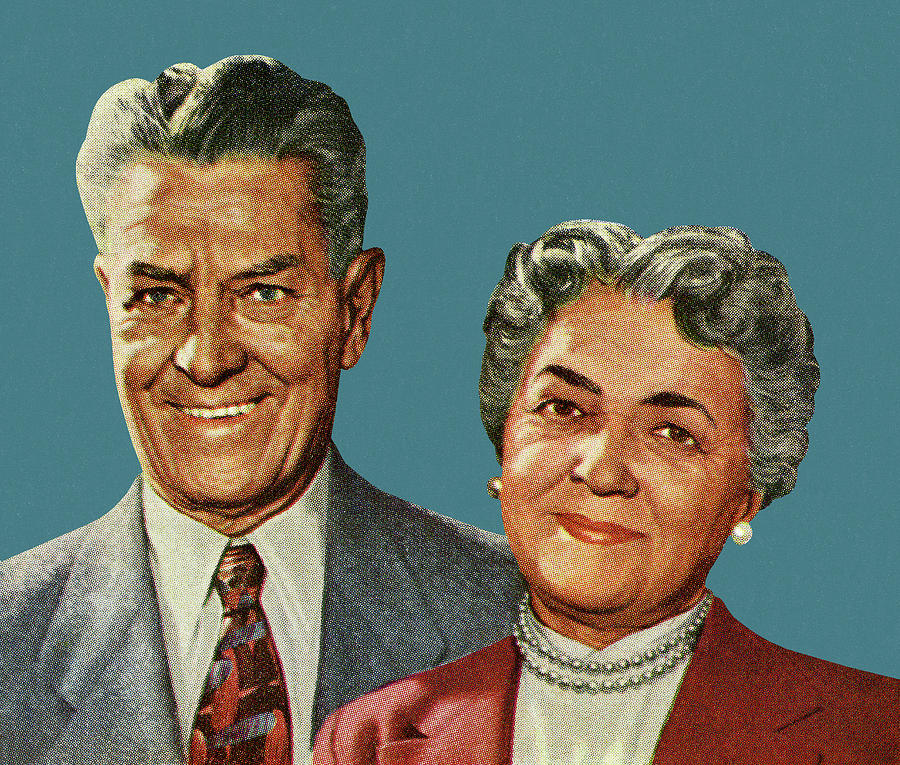 Vintage Drawing - Portrait of an Older Couple by CSA Images