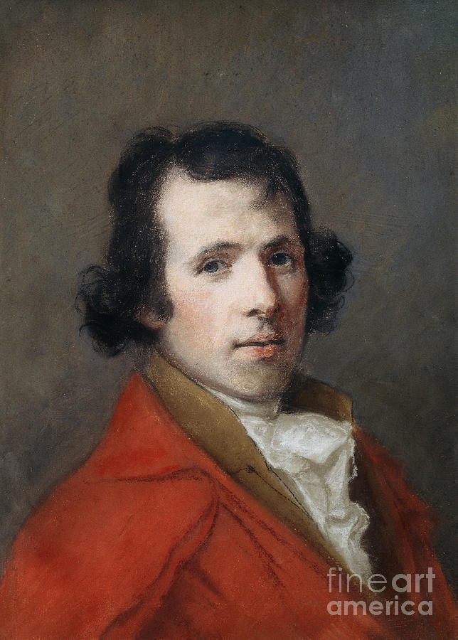 Portrait Of Antonio Canova, Bust Length, Wearing A Coat Drawing by Hugh Douglas Hamilton