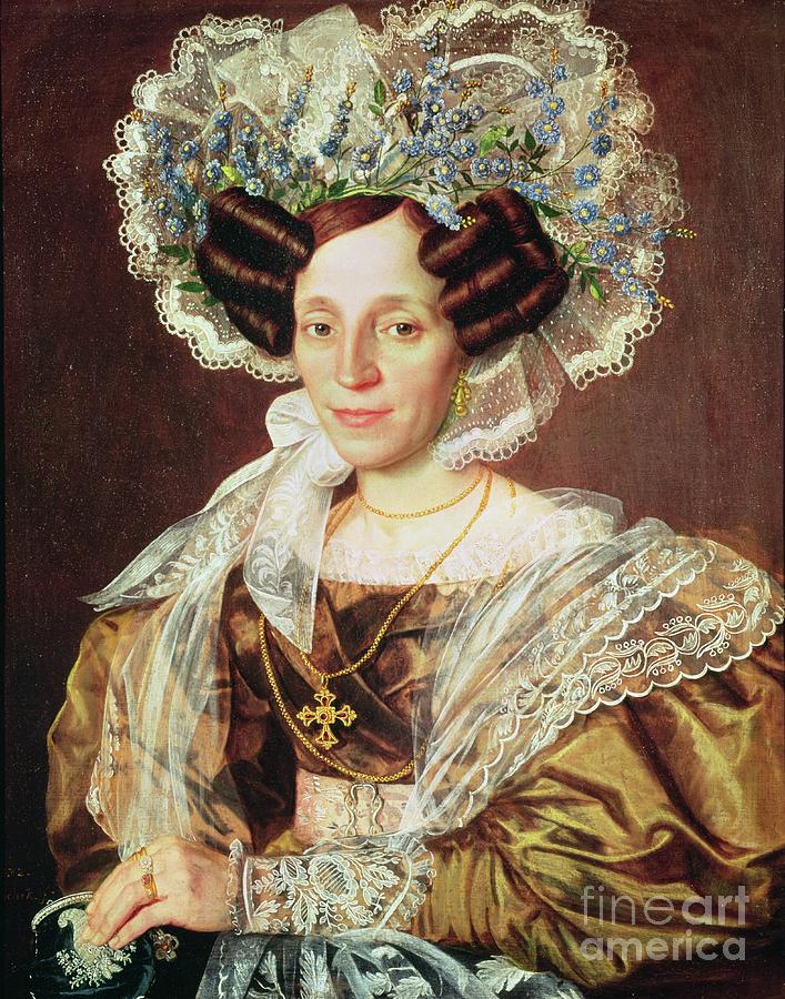 Portrait Of Barbara Smetanova, Mother Of Federic Smetana Painting by Antonin Machek