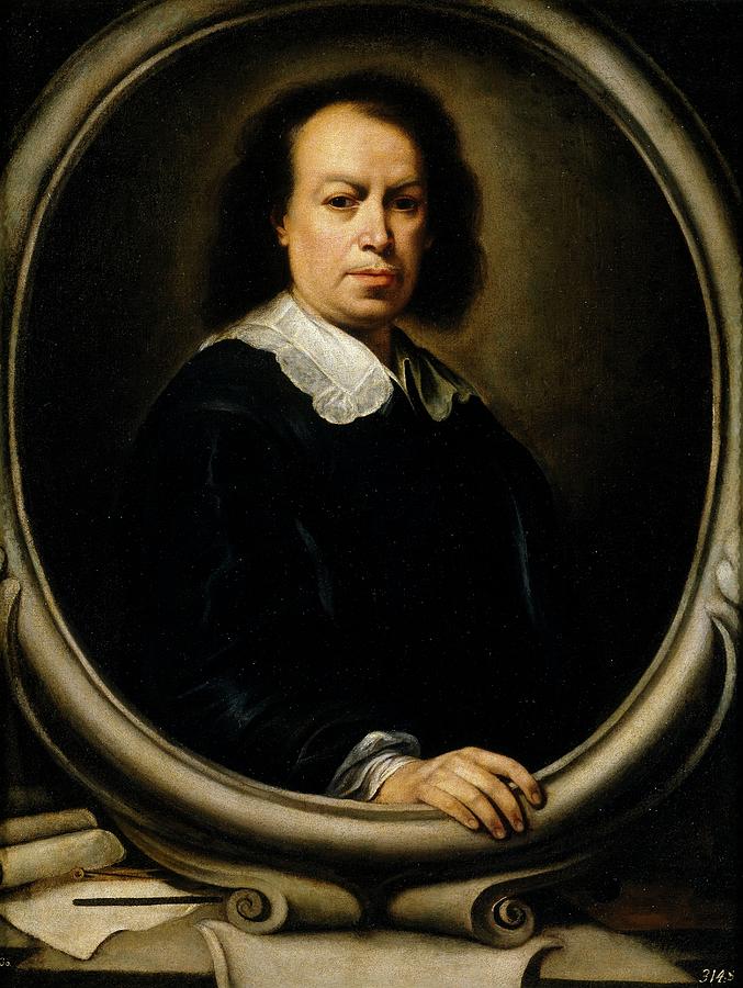 Portrait of Bartolome Esteban Murillo, Spanish School, Oil on canvas, ... Painting by Alonso Miguel de Tobar -1678-1758-