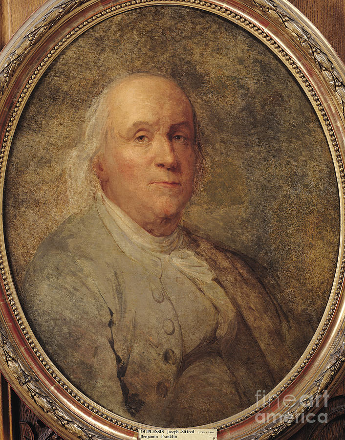 Portrait Of Benjamin Franklin, C.1780 Painting By Joseph Siffred ...