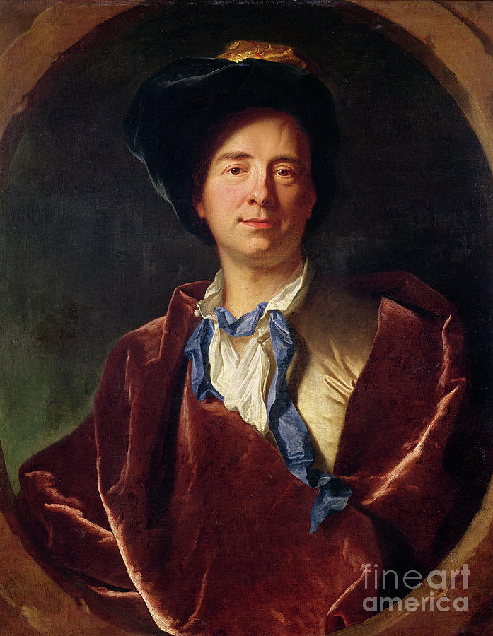 Hat Painting - Portrait Of Bernard Le Bovier De Fontenelle by Hyacinthe Francois Rigaud