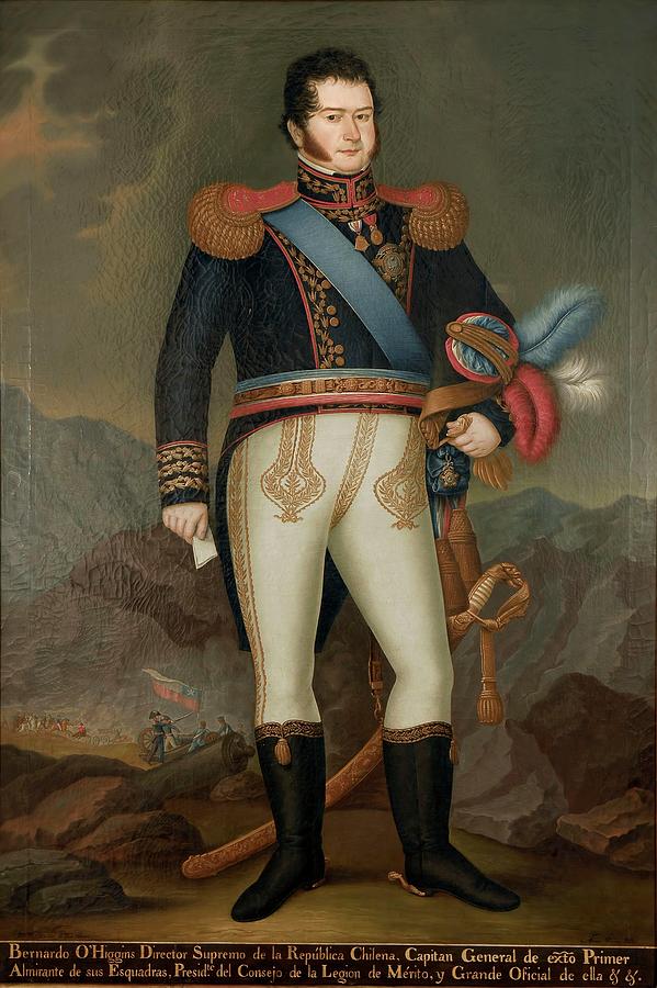 Portrait Of Bernardo Ohiggins -1776-1842- - Chilean General And Politician - 19th Century. Painting by Jose Gil de Castro -1785-c 1841-