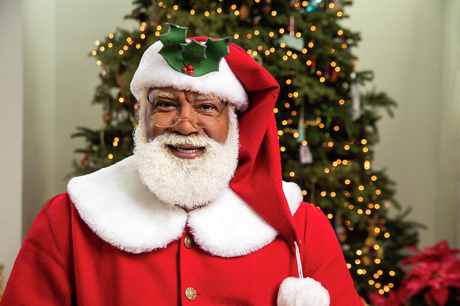 Portrait Of Black Santa Claus Smiling Photograph by Dreampictures - Pixels