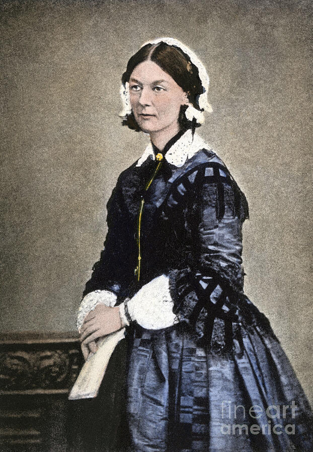 Portrait Drawing - Portrait Of British Philanthropist Florence Nightingale (1820-1910), Pioneer Of The Nursing Profession Who Participated In The Crimee War by American School