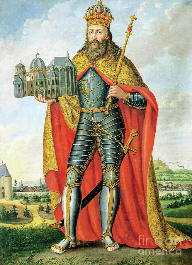 Portrait Of Charlemagne Painting by Casper Johann Nepomuk Scheuren