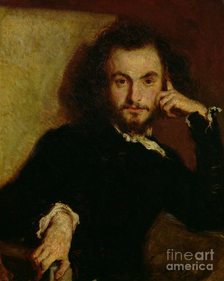 Portrait of Charles Baudelaire by Deroy Painting by Emile Deroy