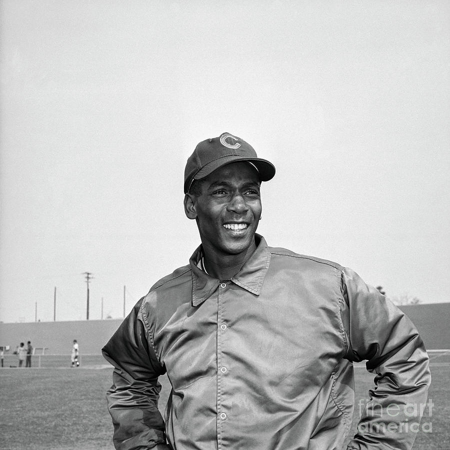 Black & White photograph of ERNIE BANKS, Chicago Cubs ball player,  1960's