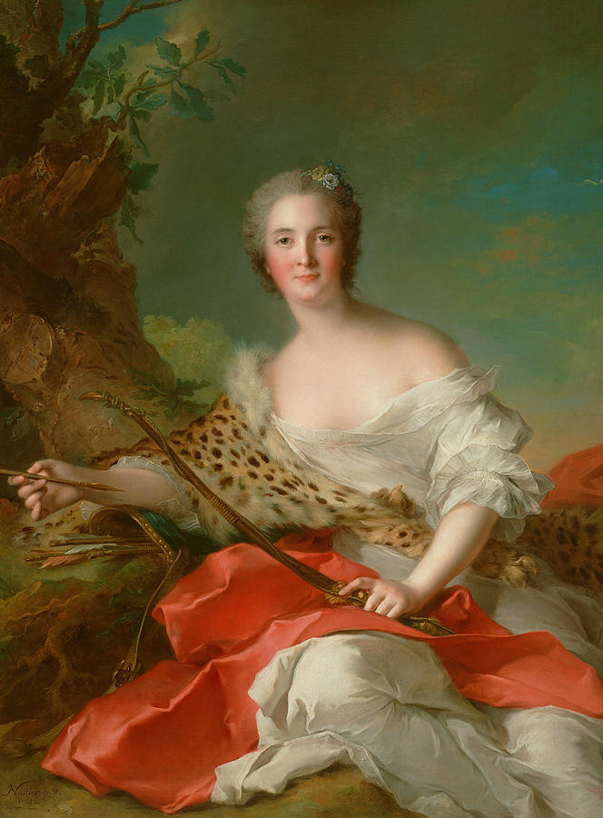 Portrait of Constance-Gabrielle-Magdeleine Bonnier de la Mosson as Diana Painting by Jean-Marc Nattier
