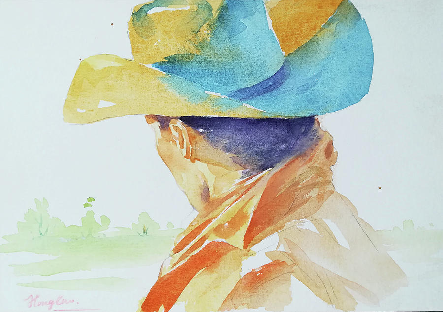  Portrait Of Cowboy Painting by Hongtao Huang