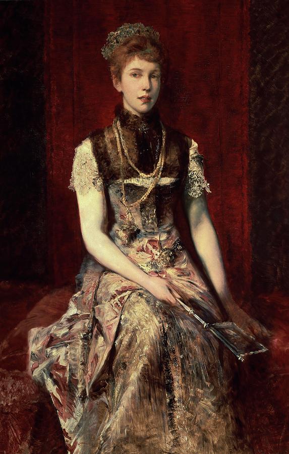 Portrait of Dora Von Makart, 19th century. HANS MAKART . Painting by Hans Makart -1840-1884-