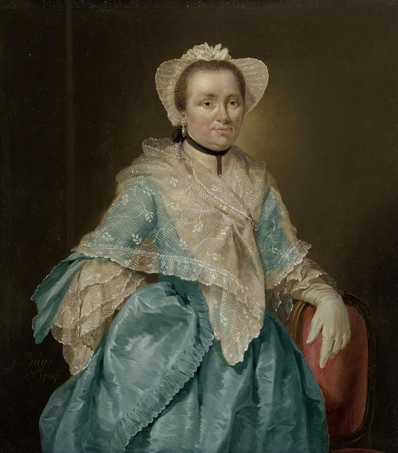 Portrait of Elisabeth Troost -1730-1790-. Painting by Jacobus Buys -signed by artist-