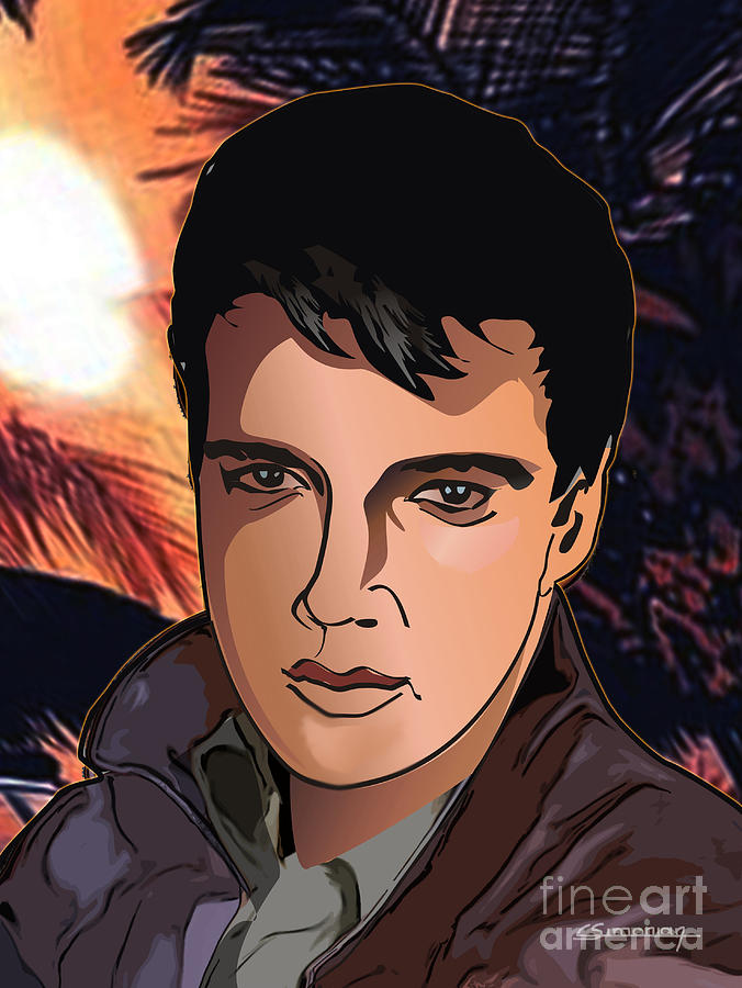 Elvis Presley Digital Art - Portrait of Elvis Presley by Christian Simonian