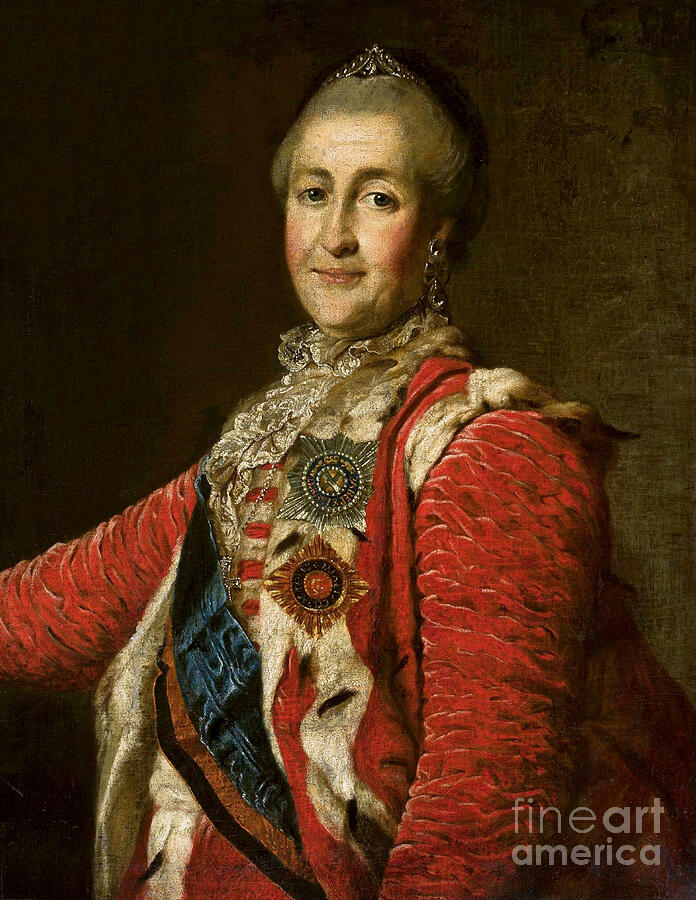 Portrait Of Empress Catherine II 1729-1796 In Red Dress, C 1782 by ...