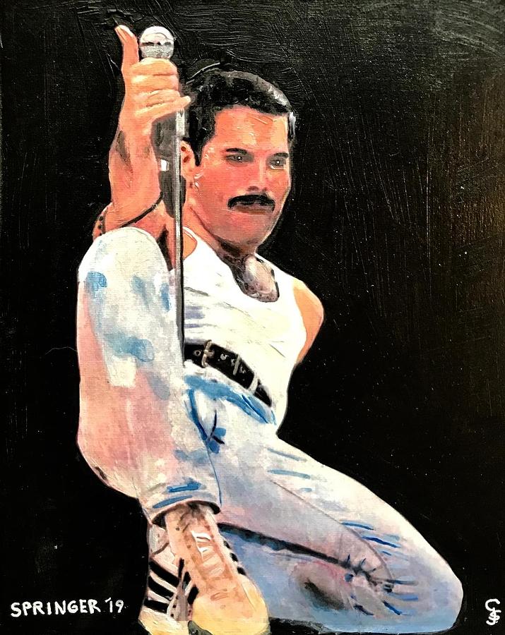 Portrait of Freddie Mercury Painting by Gary Springer
