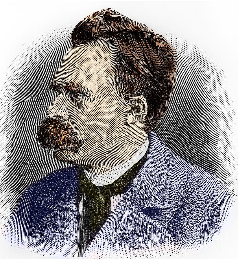 Portrait Of Friedrich Nietzsche, German Philosopher Drawing by European School