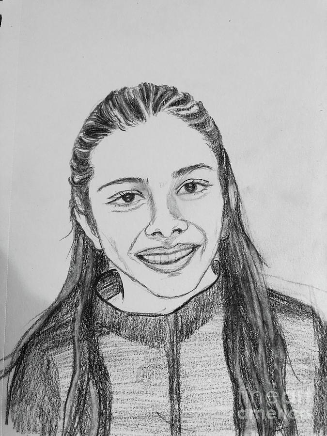 Portrait of friends daughter  Drawing by Brindha Naveen