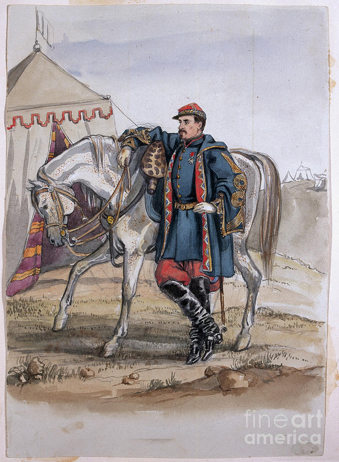 Portrait Of General Clers, Former Commander Of The Zouaves, From An Album Of Paintings And Sketches Known As cadogans Crimea, 1854-56 Painting by George Cadogan