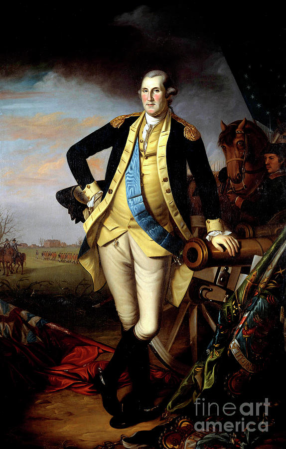 Vintage Painting - Portrait of George Washington after the Battle of Princeton by Charles Peale