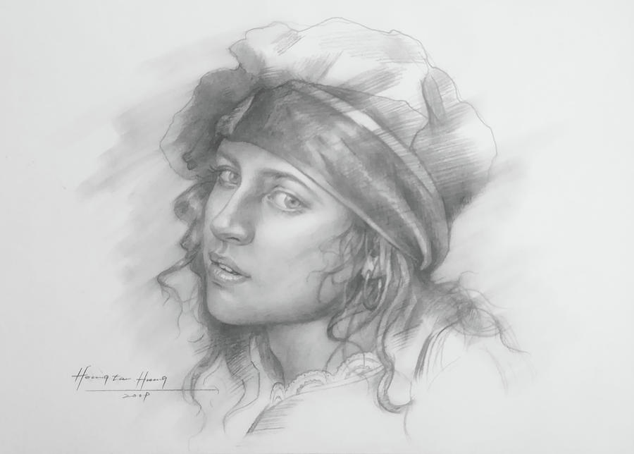  portrait of Girl #19428 Drawing by Hongtao Huang