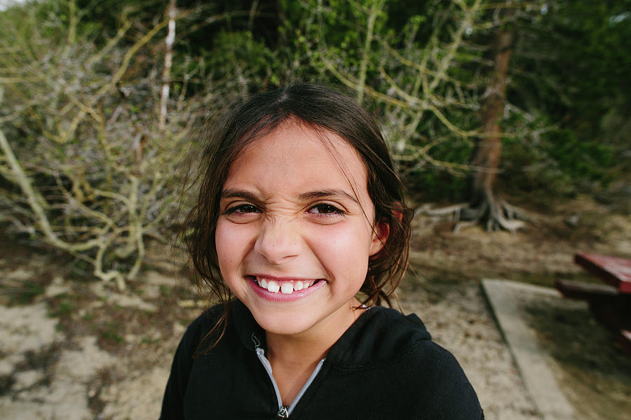 Nature Photograph - Portrait Of Happy Girl At Inyo National Forest by Cavan Images