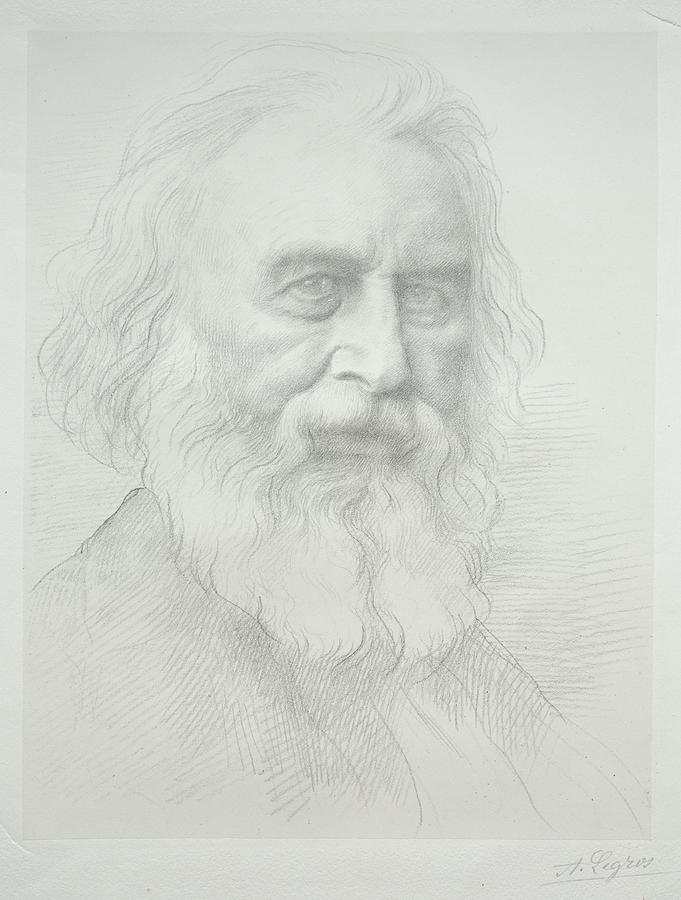 Portrait Of Henry Wadsworth Longfellow Drawing by Alphonse Legros Portrait Of Henry Wadsworth Longfellow Drawing by Alphonse Legros