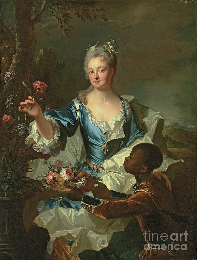 Flower Painting - Portrait Of Hyacinthe-sophie De Beschanel-nointel, Marquise De Louville by Hyacinthe Francois Rigaud