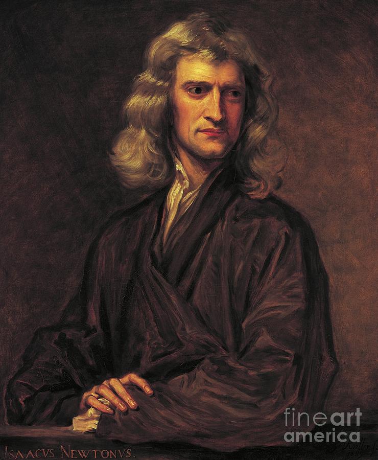 Portrait Of Isaac Newton, After The Original By Sir Godfrey Kneller Painting by Thomas Barlow