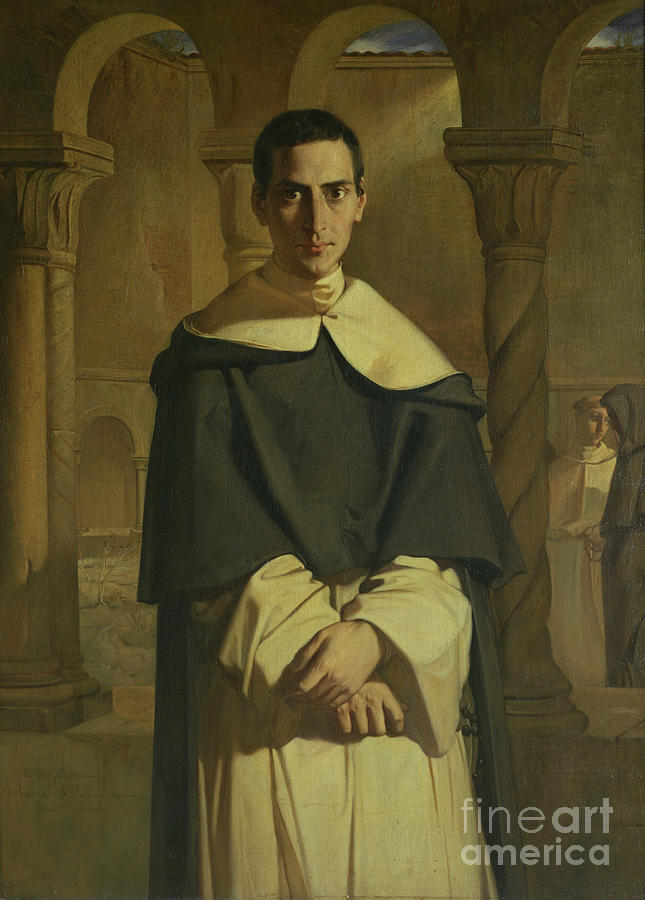Portrait Of Jean Baptiste Henri Lacordaire Painting by Theodore Chasseriau