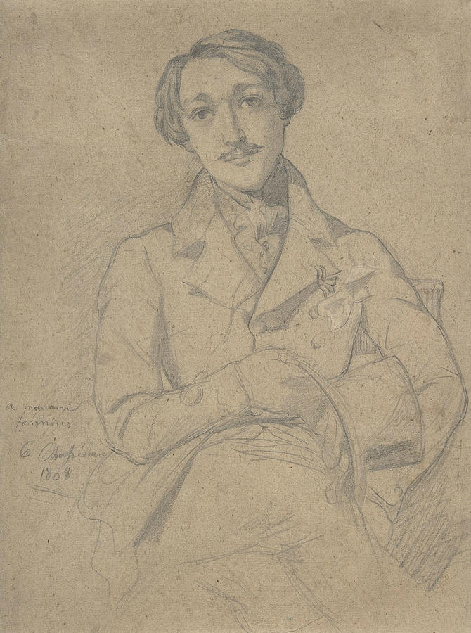 Portrait of Jennins Drawing by Theodore Chasseriau